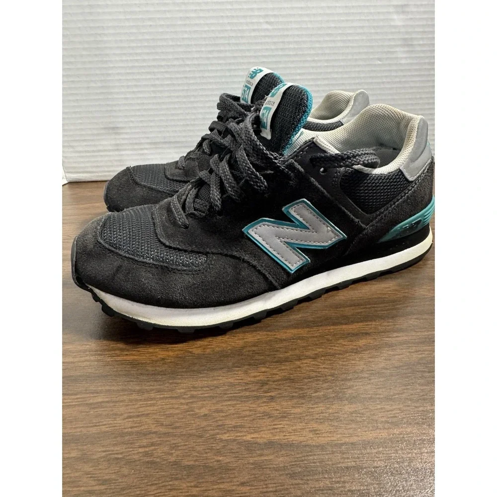 New Balance 574 Navy Blue Turquoise Sneakers‎ Shoes Women's 8